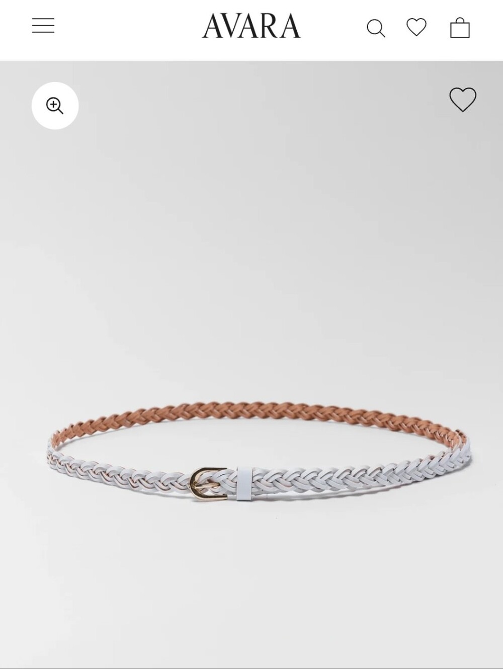 Braided White and Tan Leather Belt with Gold Buckle
